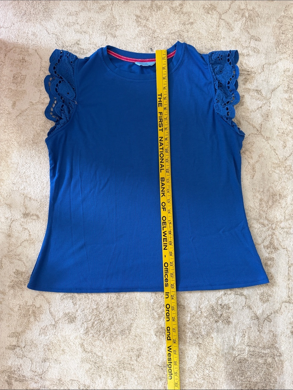 Draper James Royal Blue Eyelet Flutter Sleeve Tank - Picture 8 of 9